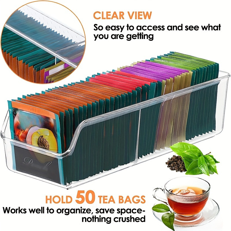 Coffee Tea Sugar - Boîte de rangement transparente pour sachets