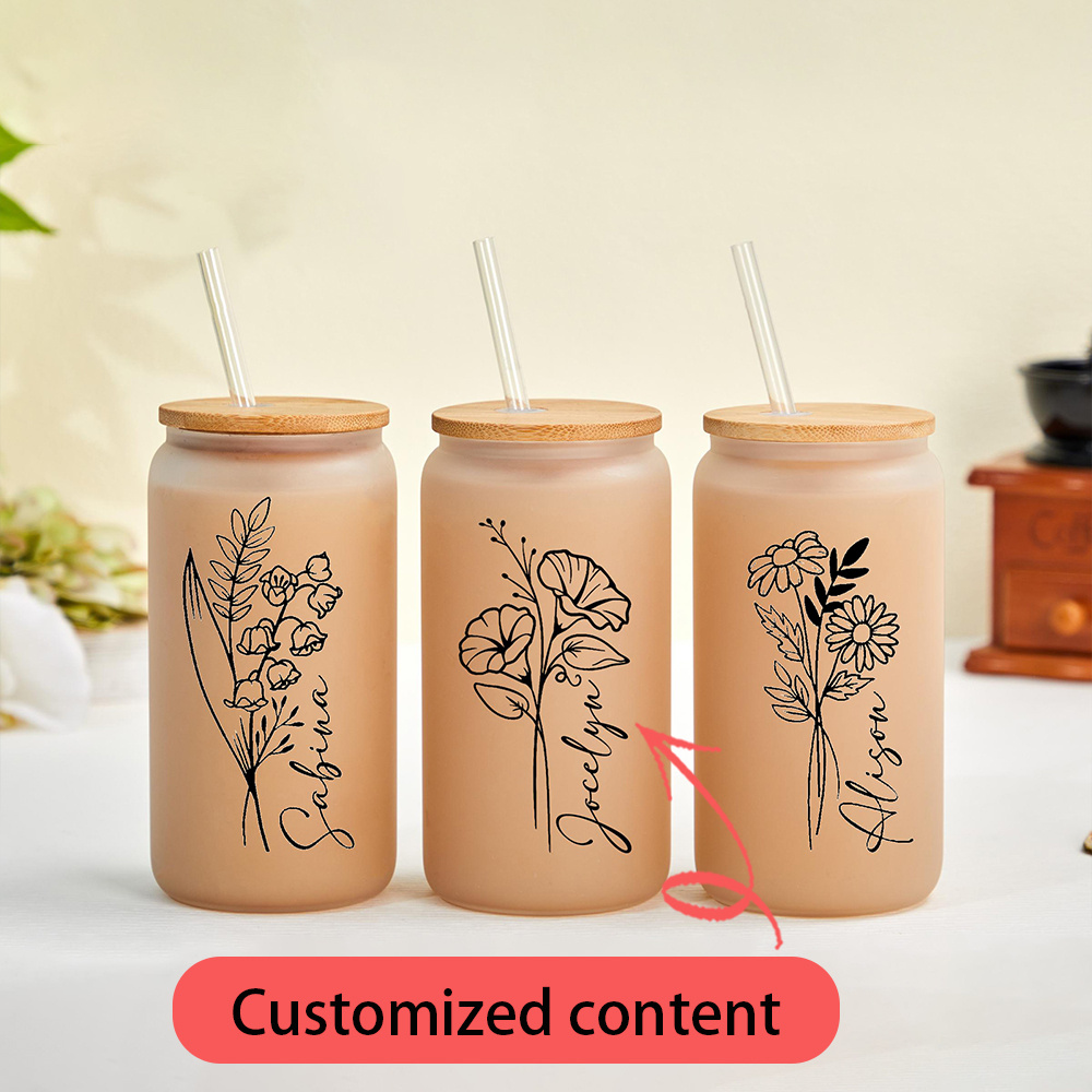 Coffee Tea Name - Tasse en verre personnalisée avec motif